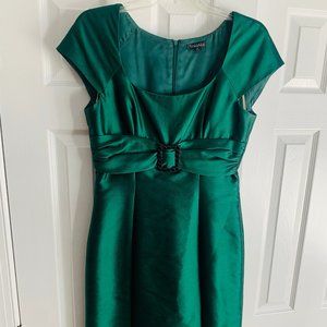 Vintage Elle Tahari Belted Emerald Cocktail Dress